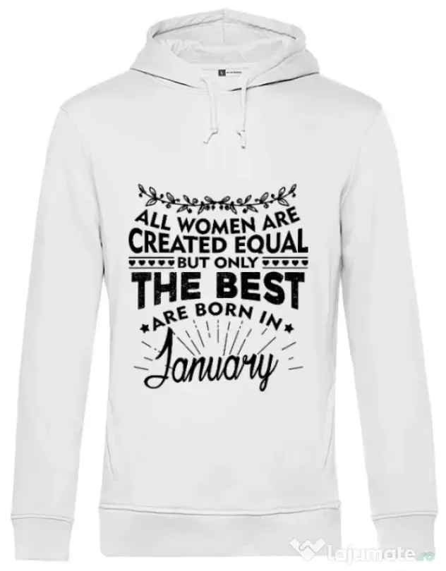 Hoodie barbat cu gluga The best women are born in January Alb