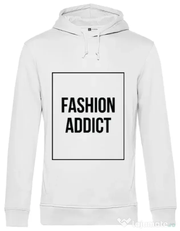 Hoodie barbat cu gluga Fashion addict Alb