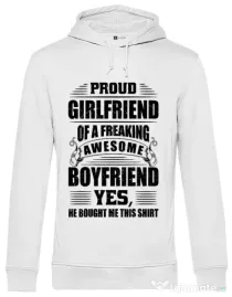 Hoodie barbat cu gluga Proud girlfriend Alb