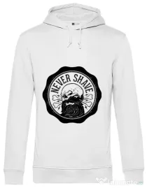 Hoodie barbat cu gluga Never shave Alb