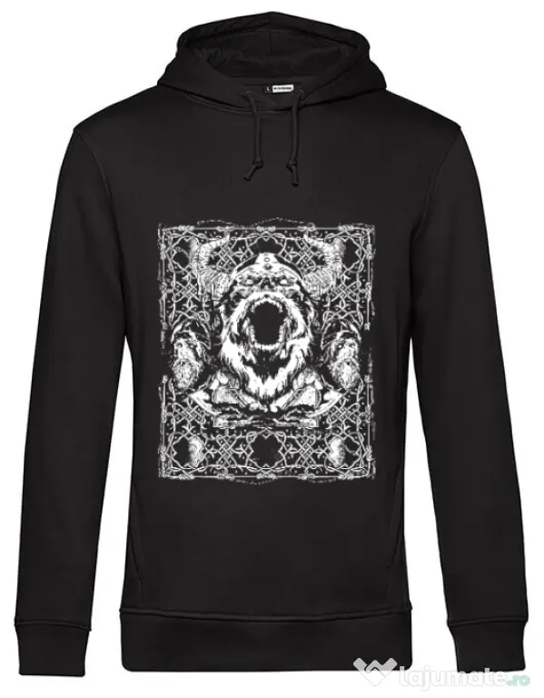 Hoodie barbat cu gluga Viking rage Negru