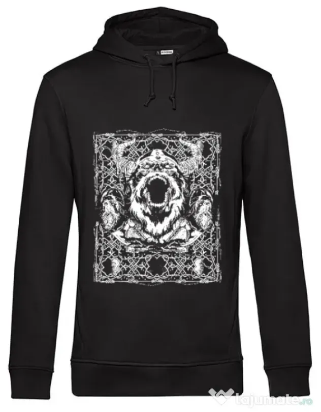 Hoodie barbat cu gluga Viking rage Negru