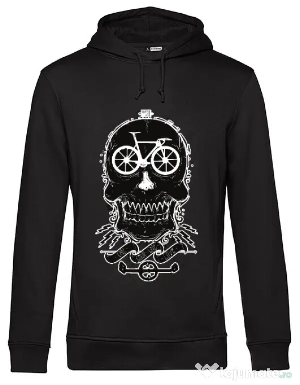 Hoodie barbat cu gluga Bicycle love Negru