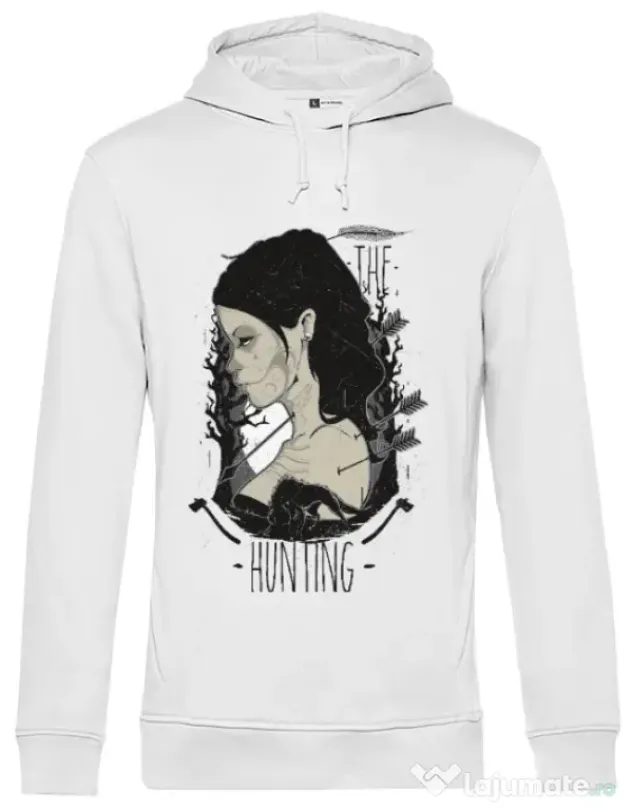 Hoodie barbat cu gluga The hunting Alb