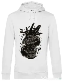 Hoodie barbat cu gluga Actions speak louder Alb