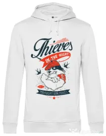 Hoodie barbat cu gluga Thieves in the Night Alb