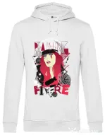Hoodie barbat cu gluga Raining fire Alb