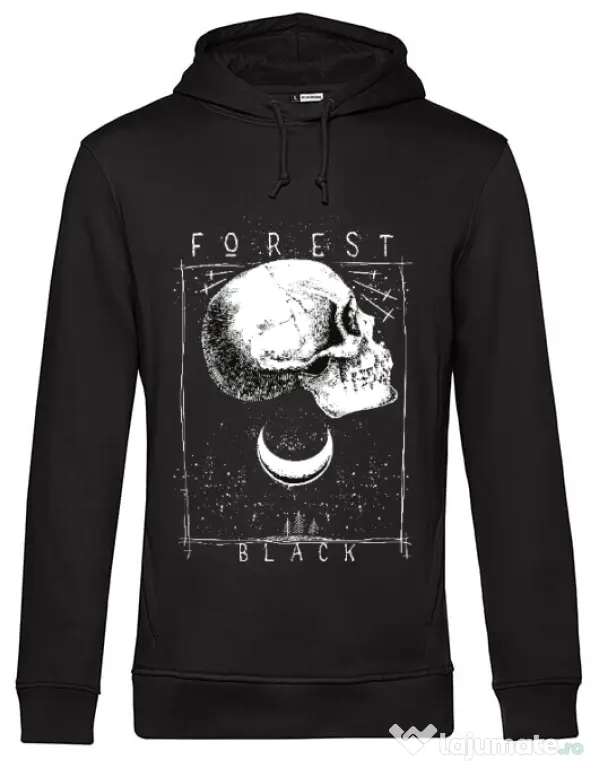 Hoodie barbat cu gluga Forest Black Negru