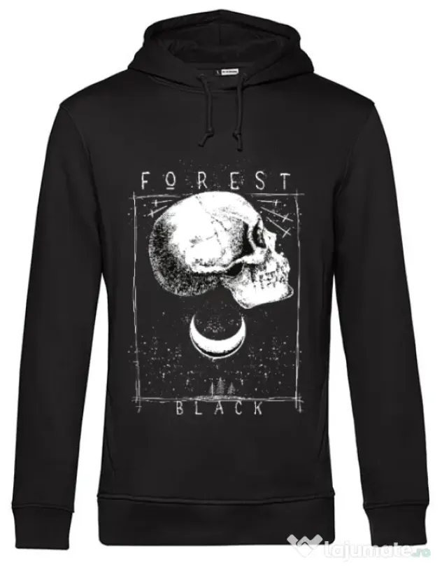 Hoodie barbat cu gluga Forest Black Negru