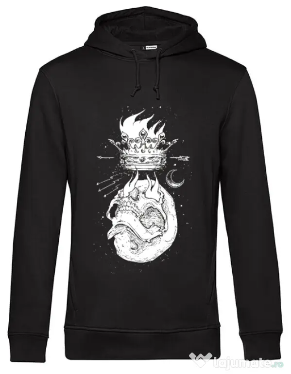 Hoodie barbat cu gluga Flames Negru