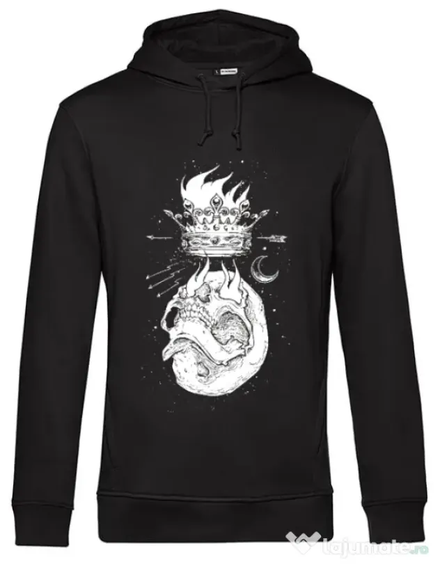 Hoodie barbat cu gluga Flames Negru