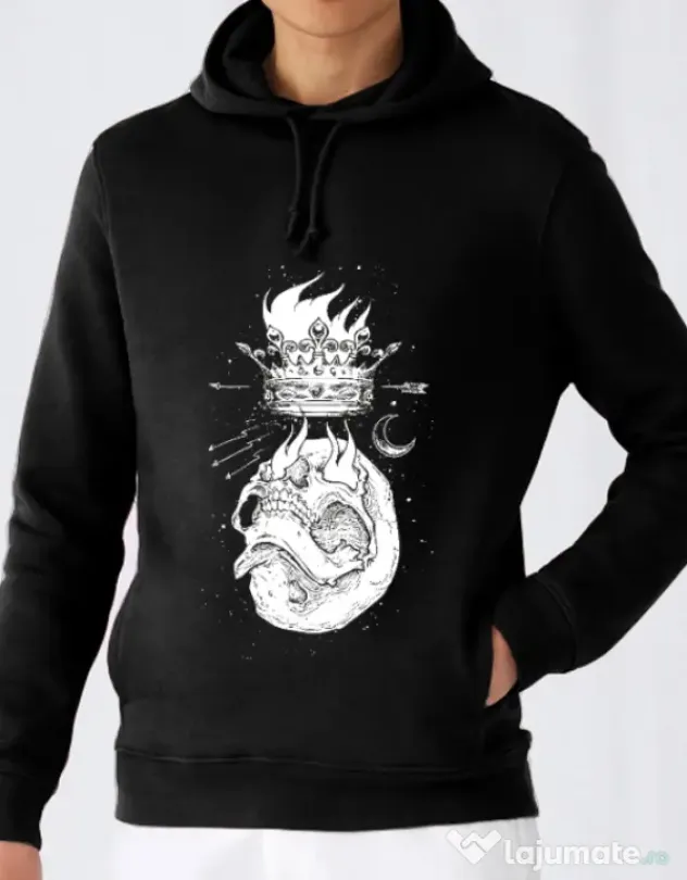 Hoodie barbat cu gluga Flames Negru