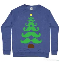 Bluza ADLER barbat Moustache Christmas tree Albastru melanj