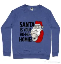 Bluza ADLER barbat Santa is your homie Albastru melanj