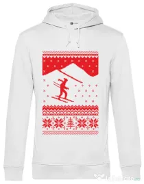 Hoodie barbat cu gluga Ski trip Alb