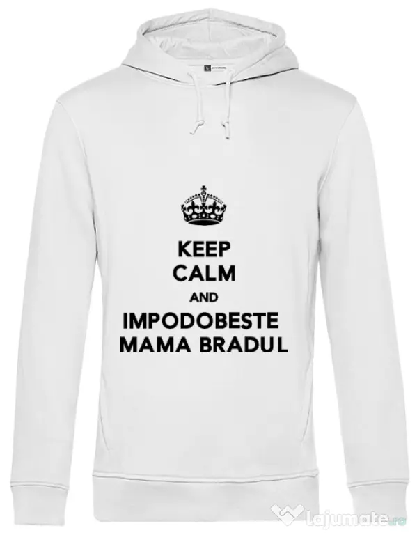 Hoodie barbat cu gluga Impodobeste mama bradul Alb