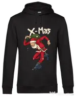 Hoodie barbat cu gluga Santa Skank Kid Negru