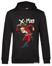 Hoodie barbat cu gluga Santa Skank Kid Negru