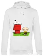 Hoodie barbat cu gluga Stewie and Snoopy Alb