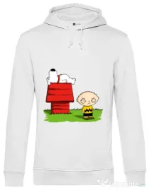 Hoodie barbat cu gluga Stewie and Snoopy Alb