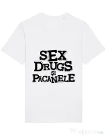 Tricou STANLEY STELLA barbat Sex, drugs si pacanele Alb