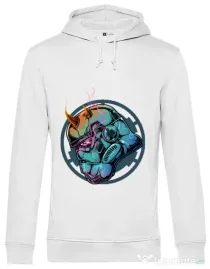 Hoodie barbat cu gluga Helmet demons Alb