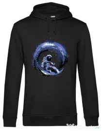 Hoodie barbat cu gluga Surfing in space Negru