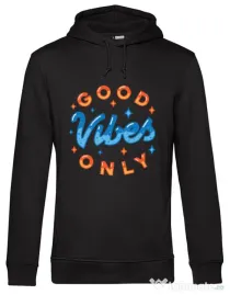 Hoodie barbat cu gluga Good vibes only Negru