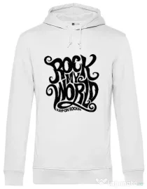 Hoodie barbat cu gluga Rock my world Alb