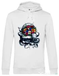 Hoodie barbat cu gluga Space bloom Alb