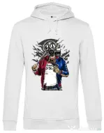 Hoodie barbat cu gluga Suicide gas mask Alb