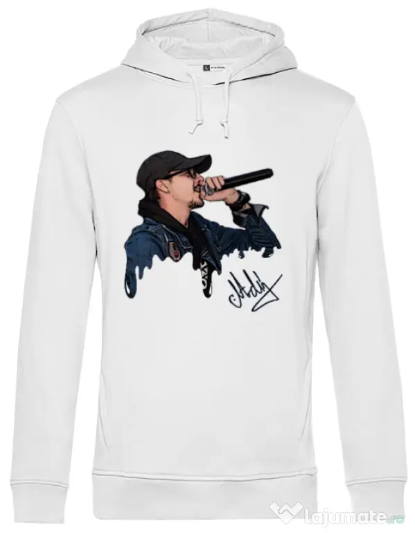 Hoodie barbat cu gluga Adi Morosanu FAMILIA Alb