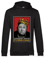 Hoodie barbat cu gluga Straight outta Pyongyang Negru