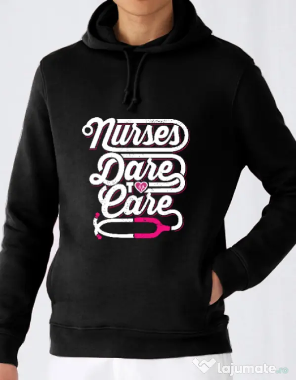 Hoodie barbat cu gluga Dare to care Negru