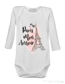 Baby body Paris mon amour Alb