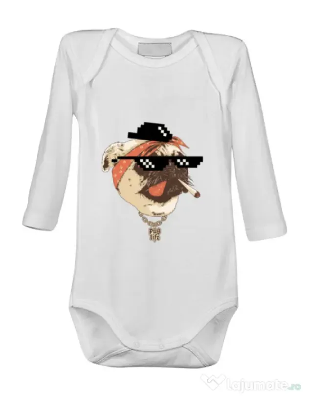 Baby body Pug Life Alb
