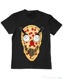 Tricou ADLER copil Pizza skull Negru