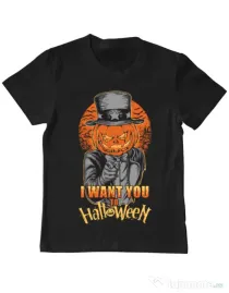 Tricou ADLER copil I want you to halloween Negru
