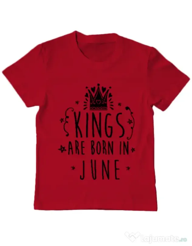 Tricou ADLER copil Kings are born in June Rosu