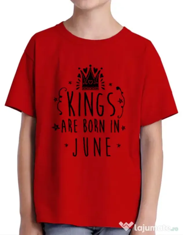 Tricou ADLER copil Kings are born in June Rosu
