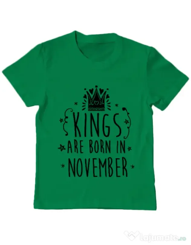Tricou ADLER copil Kings are born in November Verde mediu