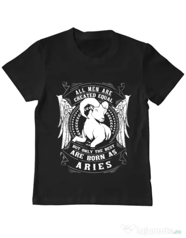 Tricou ADLER copil The best men are born as Aries Negru