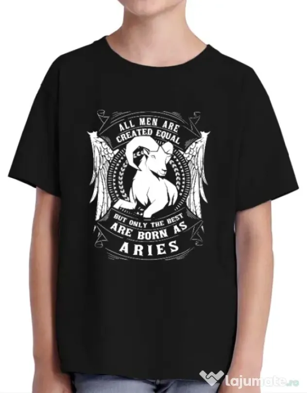 Tricou ADLER copil The best men are born as Aries Negru