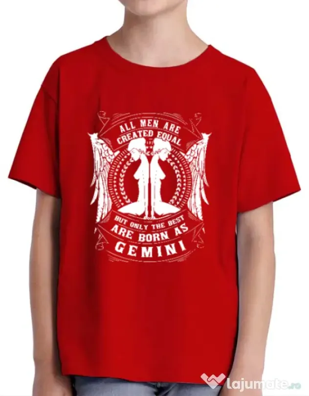 Tricou ADLER copil The best men are born as Gemini Rosu