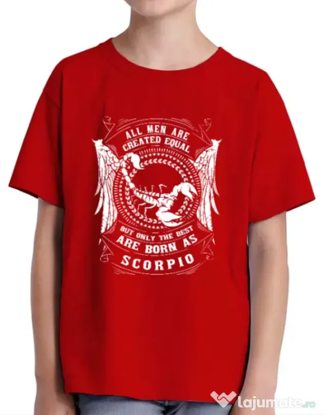 Tricou ADLER copil The best men are born as Scorpio Rosu