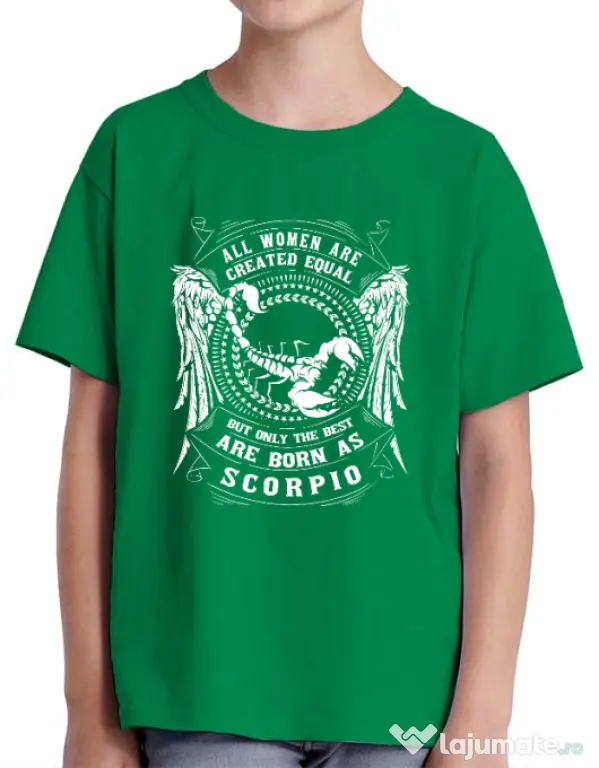 Tricou ADLER copil The best women are born as Scorpio Verde mediu