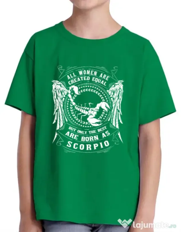Tricou ADLER copil The best women are born as Scorpio Verde mediu