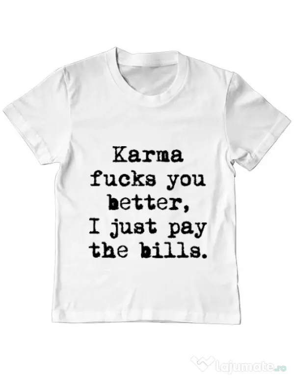 Tricou ADLER copil Karma fucks you better Alb