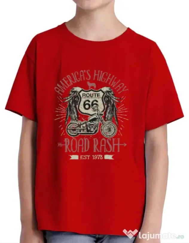 Tricou ADLER copil Highway 66 Rosu