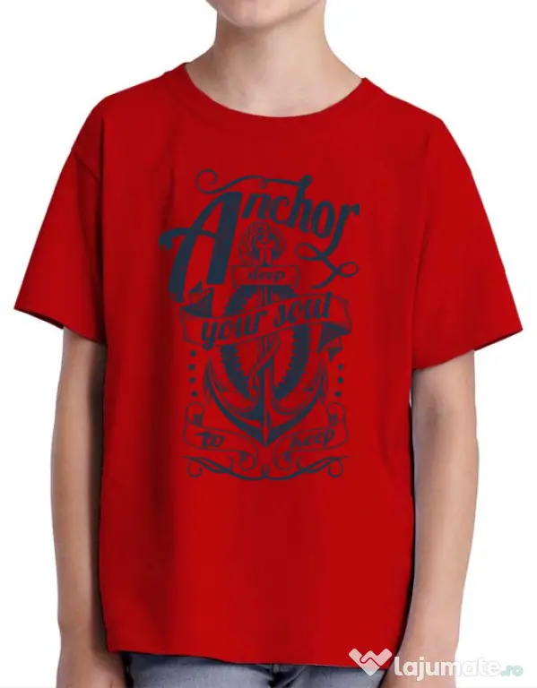 Tricou ADLER copil Anchor deep Rosu